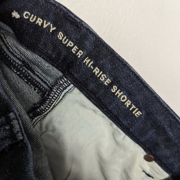 American Eagle Blue Next Level Stretch Curvy High Super Rise Shortie Shorts 6 - Picture 7 of 7